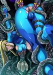 1girl aliens anus ass beauty_mark blonde_hair bodysuit breast_grab breasts butcha-u cameltoe eroquis female grabbing gun imminent_anal imminent_rape large_breasts long_hair metroid milking_machine mole monster monster_rape nintendo ponytail rape samus_aran skin_tight tentacle tentacles torn_clothes weapon zero_suit