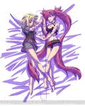 2_girls 2girls arcana_heart blonde_hair bra dengeki_online female_only hair multiple_girls red_eyes scharlachrot weiss