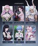 1girl 6+girls 6girls animal_ears black_hair blue_eyes blue_hair breasts brown_hair bunny_ears crossover dark_skin darling_in_the_franxx demon_slayer demon_slayer:_kimetsu_no_yaiba final_fantasy final_fantasy_vii green_eyes gun hair_over_one_eye high_resolution japanese jill_valentine kanroji_mitsuri kimetsu_no_yaiba large_filesize long_hair looking_at_viewer maid maid_headdress miruko mitsuri_kanroji multiple_girls my_hero_academia pink_hair re:zero_kara_hajimeru_isekai_seikatsu red_eyes rem_(re:zero) resident_evil resident_evil_3:_nemesis rumi_usagiyama smile tanned tifa_lockhart usagiyama_rumi very_high_resolution weapon white_hair zero_two_(darling_in_the_franxx) zeronis