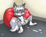  anthro balls bean_bag_chair cum ejaculation male masturbation penis twotails wolf young 