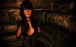 3d black_hair cleavage elf oblivion pointy_ears