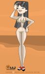 asian asian_female bikini black_eyes black_hair breasts cartoon_network cleavage heather_(tdi) hotdesigns2 hourglass_figure lipstick long_hair navel shiny shiny_skin sling_bikini sunglasses thick_ass thick_legs thick_thighs total_drama_island