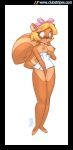 anthro blonde_hair blush bow breasts clubstripes covering embarrassing furry miu_(artist) nipple rodent solo squirrel tail towel wardrobe_malfunction