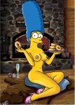 blue_hair doughnut marge_simpson tagme the_simpsons yellow_skin