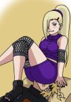 ass blonde_hair blue_eyes blush facesitting female fingernails fingers grin hair_clip hair_over_one_eye hairband hand ino_yamanaka legs legs_crossed long_hair nail_polish naruto naruto_uzumaki naughty_face omarsin ponytail sandals