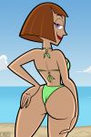 ass bikini curvy danny_phantom dlt lipstick looking_back madeline_fenton milf orange_hair purple_eyes sexy sexy_body short_hair smile swimsuit thong