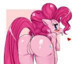 1girl :p anthro anus ass bent_over blue_eyes blush breasts bubble_butt equine female female_anthro female_anthro_horse female_only friendship_is_magic hair heart horse labia long_hair looking_at_viewer my_little_pony nipples pink_hair pinkie_pie pony presenting pussy shiny shiny_skin solo sssonic2 standing