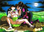 2girls anus ass black_hair blush breasts brown_hair butt_crack clitoris drool fingering hachi_(artist) horny inuyasha juices kagome_higurashi love nipples no_bra no_panties ponytail pubic_hair pussy_juice sango school_girl shirt_lift smile socks spread_legs stripping wet yuri