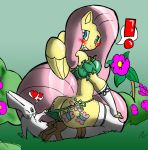 angel_(mlp) ass blue_eyes breasts embarrassing equine female fluttershy friendship_is_magic hooves horse long_hair my_little_pony panties panties_pull pegasus pink_hair pony stockings tattoo underwear wings