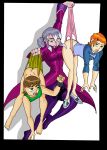 ass ass_crack ben_10 ben_tennyson brown_hair charmcaster earring green_eyes gwen_tennyson hanging orange_hair panties_pull pink_eyes pink_panties ponytail short_hair wedgie white_hair