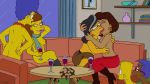 ass bart_simpson black_hair blue_hair boots brown_hair dark_skin earring hairband kissing yuri lipstick marge_simpson milf milhouse_van_houten nude the_simpsons topless yellow_skin