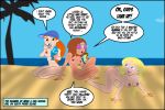 ass beach bent_over blonde_hair blue_eyes bonnie_rockwaller breasts brown_hair col_kink dark_skin erect_nipples green_eyes hat kim_possible kimberly_ann_possible long_hair nipple nude orange_hair ponytail short_hair sunglasses tara_(kim_possible)