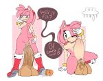  1girl 2018 ;p amy_rose anthro anus arm_support ass big_dildo blep blush boots bracelet breasts clothing dialogue digital_drawing_(artwork) digital_media_(artwork) dildo english_text female footwear gloves green_eyes grin hairband half-closed_eyes heart hedgehog high_res jewelry large_insertion looking_at_viewer looking_back lube mammal masturbation mostly_nude nipples on_one_knee one_eye_closed penetration pussy pussy_juice rear_view ridiculous_fit sega sequence sex_toy sideboob simple_background smile speech_bubble spread_pussy spreading stomach_bulge text tongue tongue_out tyhat v vaginal_masturbation vaginal_penetration video_games wink 