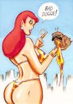  ass big_ass breast bubble_butt dc_comics dog earring embarrassing giganta inhumans joe_gravel lipstick lockjaw loincloth long_hair marvel nipple orange_hair torn_clothes torn_clothing wardrobe_malfunction wonder_woman_(series) 