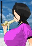  banana big_breasts black_hair bleach breasts closed_eyes cute-rukia fellatio hair horny kuchiki_rukia oral rukia_kuchiki sexually_suggestive sucking 