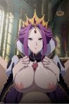 1boy 1girl areola areola_slip areolae big_breasts breasts huge_breasts long_hair male/female massive_breasts milf mirelia_q_melromarc nipples paizuri penis pov purple_hair tate_no_yuusha_no_nariagari