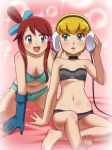 2_females 2_girls 2girls :d :o arm arm_support arms art awa babe bare_arms bare_legs bare_shoulders barefoot blonde blonde_hair blue_eyes blue_gloves blush bra breasts cable choker cleavage collarbone duo elesa feet female female_human female_only fuuro fuuro_(pokemon) gloves green_eyes gym_leader hair headphones human human_only kamitsure kamitsure_(pokemon) legs lingerie looking_at_another midriff multiple_girls navel nintendo open_mouth panties pokemon pokemon_(anime) pokemon_(game) pokemon_black_and_white pokemon_bw red_hair redhead short_hair short_hair_with_long_locks shy side_ponytail sidelocks sitting skyla smile strapless strapless_bra toes underwear yuri