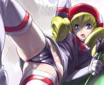  1girl arm_up artist_request black_panties black_rose_(flower) blonde blonde_hair blue_eyes cabbie_hat domino domino_(pokemon) elbow_gloves flower gloves hat legs looking_at_viewer nintendo panties pokemon pokemon_(anime) pokemon_(movie) rose stockings team_rocket tongue tongue_out white_gloves white_legwear 