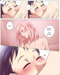 blush breasts closed_eyes comic cunnilingus english erect_nipples heart hinata_hyuuga licking mutual_yuri naruto naruto_shippuden nipples nude oral pink_hair pussy pussylicking sakura_haruno slj small_breasts sweat white_eyes yuri