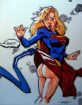 armpit artchild ass blonde_hair blue_eyes breasts crossover dc earring embarrassing fantastic_four hair lipstick long_hair looking_back marvel mister_fantastic nipples no_panties reed_richards skirt_lift supergirl surprise