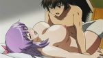  bed big_breasts blush bouncing_breasts breasts cap closed_eyes fujino_shion gif hair happy_sex hatsu_inu hentai large_breasts leg_lock missionary moaning nipples nude purple_hair ribbon screencap sex spread_legs stockings sweat thighhighs 