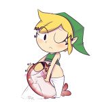  black_eyes blonde_hair blush bottomless chuchu cum elf erection from_behind hat link pants_down penis the_legend_of_zelda thegalen yellow_eyes 