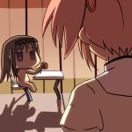  2girls akemi_homura bad_id caught character_doll chibi cometch desk doll flat_gaze hair_ribbon hairband kaname_madoka long_hair mahou_shoujo_madoka_magica multiple_girls nude pink_hair purple_eyes ribbon saliva saliva_trail short_hair 