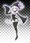  anthrofied artist_request bare_shoulders breasts chandelure crystal crystals detached_sleeves gijinka hat high_heels humanized moemon orange_eyes pokemon pokemon_(game) pokemon_black_and_white purple_hair shanderaa shoes short_hair sleeves_past_wrist sleeves_past_wrists smile standing_on_one_leg thighhighs 