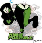 ass black_hair black_lipstick black_panties bubble_butt disney embarrassing funny graficos_lozano green_eyes green_skin kim_possible lipstick long_hair looking_back shego solo surprise sweat sweatdrop wardrobe_malfunction