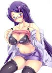 blush bra fennel_(pokemon) game_freak glasses humans_of_pokemon long_hair makomo_(pokemon) megane nintendo pokemon pokemon_(anime) pokemon_black_2_&_white_2 pokemon_black_and_white pokemon_bw pokemon_bw2 purple_eyes purple_hair stockings