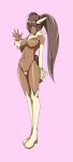  animal_ears big_breasts breasts dark_skin emukon large_breasts lopunny nipples panties personification pink_thong pokemon smile tail thong topless twintails underwear waving 