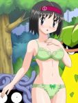  black_hair bra creatures_(company) erika_(pokemon) game_freak golden_eyes gym_leader humans_of_pokemon lingerie nintendo pale_skin panties pokemon pokemon_(anime) pokemon_red_green_blue_&amp;_yellow pokemon_rgby porkyman short_hair tangela victreebel 