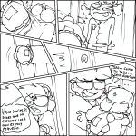 2boys angry annoyed annoyed_expression blaehine c&oacute;mic colorless comic_strip dizzy dizzy_eyes grabbing_hips haruki_teshigawara kale_kaleski locker_room male male_only sexual_harassment