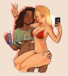  1girl ass_grab bikini breasts clothing dark_skin electronics grand_theft_auto grand_theft_auto_v grand_theft_auto_vi gta_cover_girl gta_online_female_character gta_prostitute gta_vi gta_vi_cover_girl gtav_cover_girl human interracial interracial_couple interracial_yuri lesbian_couple multiple_girls pale_skin phone sarunacuso selfpic sitting_on_lap swimwear yuri yuri 