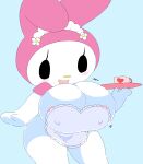  1girls 2d_(artwork) 2d_artwork anthro apron areola_slip big_breasts black_eyes blush blush_stickers breasts bunny bunny_girl capelet cassettedream cleavage clothing cup digital_media_(artwork) dream-cassette female female_only flower frilled_apron frills furry furry_female hair_flower hair_ornament heart_print holding_object holding_plate holding_tray hood hoshime hourglass_figure huge_breasts looking_at_viewer maid maid_headdress mob_face my_melody nipples onegai_my_melody open_mouth plate rabbit rabbit_girl seductive seductive_smile shortstack smile solo solo_female teacup thick_thighs tray white_fur wide_hips 
