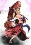  1041_(toshikazu) 1girl 1girls bandai_namco big_breasts blonde_hair breasts chinese_clothes cleavage clothed female_only fighting_game kimono leaning legs namco namco_bandai okobo parasol ponytail project_soul setsuka setsuka_(soulcalibur) soul_calibur soul_calibur_iv soulcalibur soulcalibur_iv standing standing_up thighs video_game_character video_game_franchise video_games 