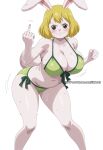  ai_generated bare_thighs barefoot bikini black_eyes blonde_hair carrot_(one_piece) fur furry furry_female gigantic_breasts huge_breasts huge_thighs lilabratt looking_at_viewer massive_breasts middle_finger one_piece plump rabbit rabbit_ears rabbit_girl rabbit_humanoid rabbit_tail short_hair solo_anthro thick_body thick_female thick_thighs thighs voluptuous voluptuous_female white_body white_fur white_skin 