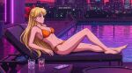 1girl adult_swim alluring bare_legs barefoot bikini bishoujo_senshi_sailor_moon bishoujo_senshi_sailor_moon_r bishoujo_senshi_sailor_moon_r_the_movie bishoujo_senshi_sailor_moon_s bishoujo_senshi_sailor_moon_s_the_movie bishoujo_senshi_sailor_moon_supers bishoujo_senshi_sailor_moon_supers_the_movie blonde_hair blue_eyes dario glasses medium_breasts minako_aino phone pool_chair swimming_pool toei_animation toonami viz_media