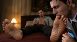2026 abs android barefoot chest_hair connor_(dbh) detroit:_become_human feet final-fantaisies foot_fetish foot_worship gavin_reed indoors male male_feet male_foot_fetish male_only solo_human wine_bottle yaoi