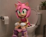  amy_rose peeing pink_fur pink_panties pooping sonic_the_hedgehog_(series) toilet 
