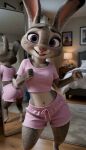  1girl abysswatcher ai-generated ai_animation ai_generated anthro ass bedroom breasts cleft_of_venus clothing dancing disney female_focus furry furry_female genitals gif gray_fur high_res judy_hopps lagomorph leporid mammal mirror mirror_reflection navel nipples nude nude_female purple_eyes pussy realistic seductive small_breasts strip_dance tail undressing yiff zootopia zootropolis 