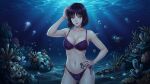 1girl adult_swim alluring bishoujo_senshi_sailor_moon_s bishoujo_senshi_sailor_moon_supers black_hair bra cleavage dario female grown_up hotaru_tomoe lingerie medium_breasts panties purple_eyes solo toei_animation toonami underwater underwear viz_media water