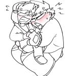 annoyed annoyed_expression blaehine blush blushing_male colorless doodle gay_male haruki_teshigawara homosexual homosexual_male hugging hugging_another kale_kaleski looking_at_partner male male_focus male_only monochrome no_color oc original original_character original_characters saliva saliva_drip sitting_on_lap tongue tongue_out yaoi
