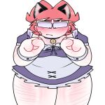 1boy annoyed ashamed blaehine blush blush cartoon cat_ears chubby closed_fist cringe crossdressing crossdressing_male embarrassed embarrassed_male fat_male femboy femboy_focus femboy_only haruki_teshigawara looking_at_self maid maid_outfit maid_uniform male oc original original_character plump short_dress simple_coloring thick_thighs thighs