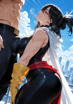 1boy1girl ai_generated bodysuit boku_no_hero_academia bulge city cityscape curvy curvy_female curvy_figure gilf long_hair mature_female milf my_hero_academia nana_shimura superheroine