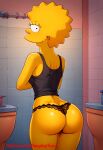  1girl ai-generated ai_assisted ai_generated arms_crossed ass bathroom cameltoe female_focus lisa_simpson looking_back naughtytoons panties seductive_pose spiked_hair the_simpsons underwear yellow_skin younger_female 