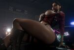  1girl 1girls 3d areola big_breasts blue_eyes boots breasts breasts_out brown_hair brown_hair_female brunette brunette-haired_female brunette_female capcom claire_redfield claire_redfield_(jordan_mcewen) cleavage female_focus female_only hourglass_figure jacket light-skinned_female light_skin long_hair nipples partially_clothed perky_breasts perky_tits ponytail red_jacket resident_evil resident_evil_2 resident_evil_2_remake resident_evil_code_veronica resident_evil_veronica rezzio19 side_view sitting sitting_down thicc thicc_thighs thick_thighs thighs twitter video_game_character video_game_franchise video_games wide_hips 