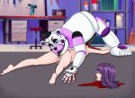 1girl age_difference aged_up animatronic animatronic_male blood blood_in_mouth blood_on_face blood_splatter blood_stain blue_eyes bow brown_eyes corpse corpse_fuck count_the_ways creepy_bloody_kitty cum cum_inside dead_eyes death decapitated_head decapitation fazbear_frights female_death five five_nights_at_freddy's five_nights_at_freddy's:_sister_location fnaf_sister_location funtime_freddy funtime_freddy_(fnafsl) gore goth goth_girl guro hat hat_bow headshot human human_and_robo human_death male male/female mascara millie millie_fitzsimmons my_art necrophilia night pleasure pleasured pleasured_male purple_hair pussylicking robophilia robot sixty_nine size_difference small_breasts smaller_female workshop