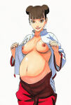 accurate_art_style ai_generated areola big_breasts boruto:_naruto_next_generations brown_eyes brown_hair huge_areolae huge_breasts huge_nipples light-skinned_female light_skin looking_at_viewer mature_female naruto_(series) nipples pregnant pregnant_belly puffy_nipples solo_female squatting sweat sweatdrop tenten thick_body thick_female twin_buns voluptuous voluptuous_female
