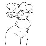 1girl 1girl ass blaehine breasts breasts cartoon chubby chubby_female colorless curly_hair female_focus female_only hands_behind_back hips mandy_walsh naked_female nude nude nude_female oc original_character ponytail pussy pussy_lips solo_female standing